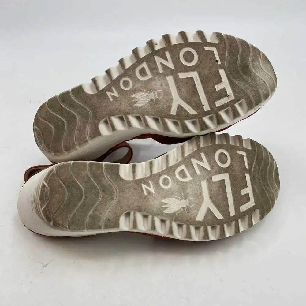 Fly London Red Leather Wedge Sandals | Size 38EU